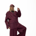 blazer doppiopetto over con spalline imbottite rose